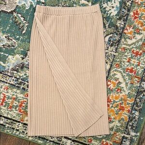 Topshop Tan Ribbed Midi Pencil Skirt